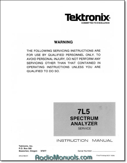 Tektronix 7L5 Service Manual Tektronix 7L5 Service Manual